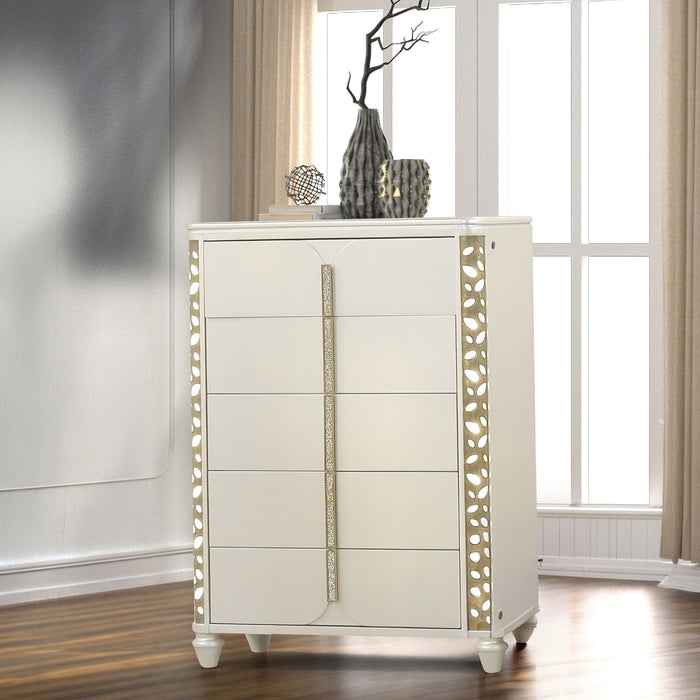 Cinderella - Chest With LED Accents And 5 Storage Drawers - Beige Matrix Furniture Group