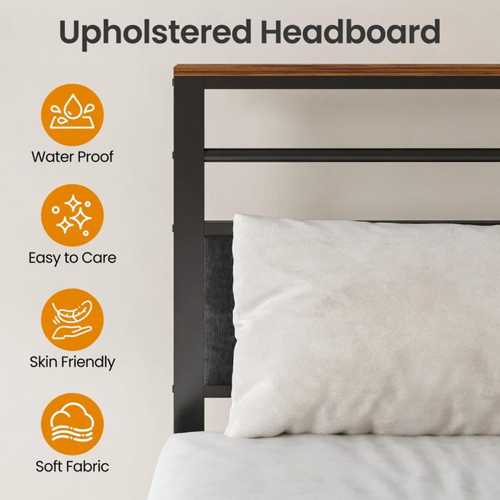 Platform Bed Frame With Charging Station & Headboard Storage Home Essentials