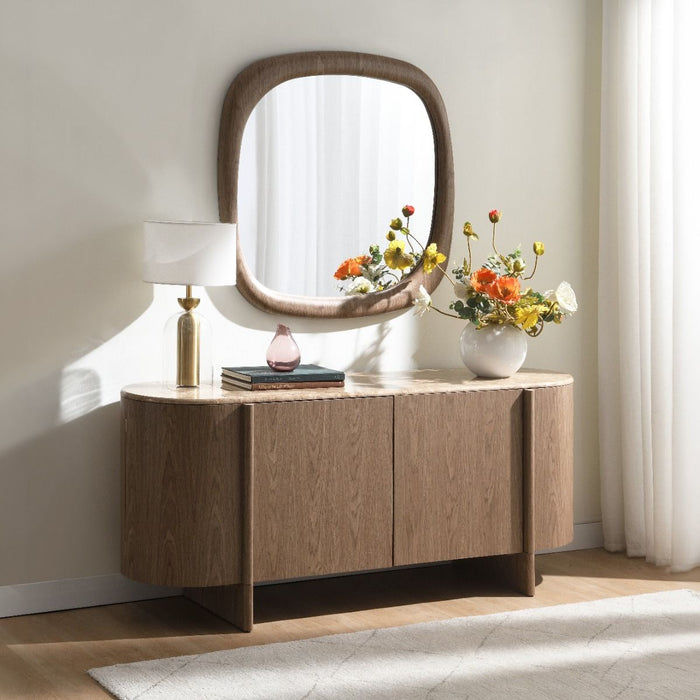Markku - Console Table With Natural Marble - Oak ACME