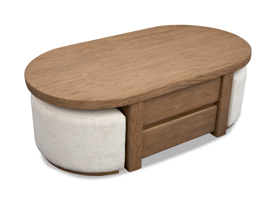 Hayden - Lift Top Storage Cocktail Table With Casters And Two Upholstered Stools - Golden Oat Magnussen Furniture