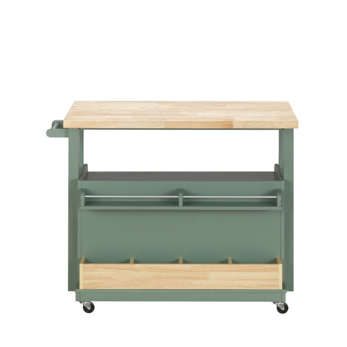 Harper - Kitchen Cart - Natural & Green ACME