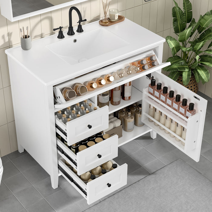 Bathroom Vanity With Sink, 3 Drawers & Cabinet With Adjustable Shelves Hearth and Haven