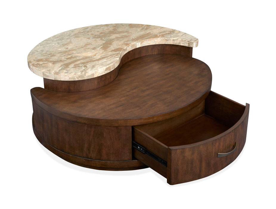 McPherson - Round Cocktail Table With Casters - Burnt Umber Magnussen Furniture