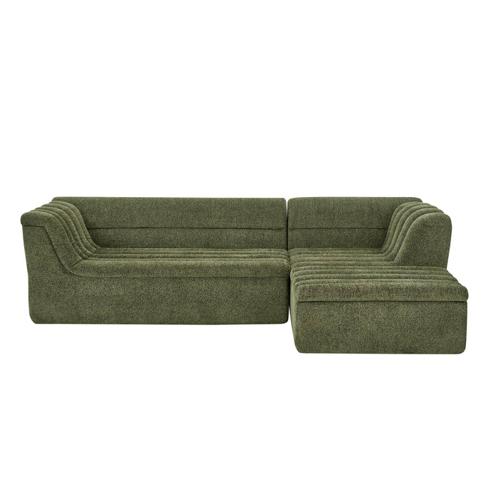 Upholstered L-Shaped Modular Sectional Sofa With Chaise, Wave-Shaped Armrest Home Essentials