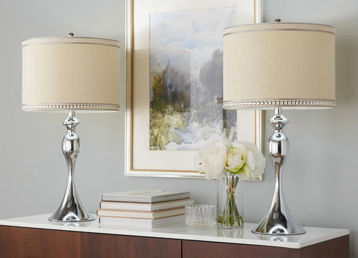 Ashland - Contemporary Table Lamp With Trim (Set of 2) - Polished Chrome / Cream Lumi Source