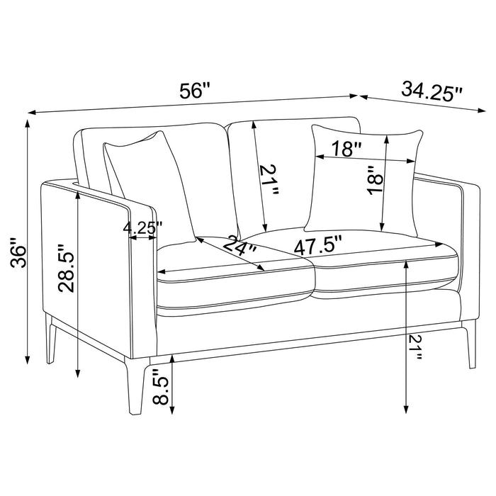 Saba - Cushion Back Loveseat With Pillow Top Arms - Light Gray Furniture Max