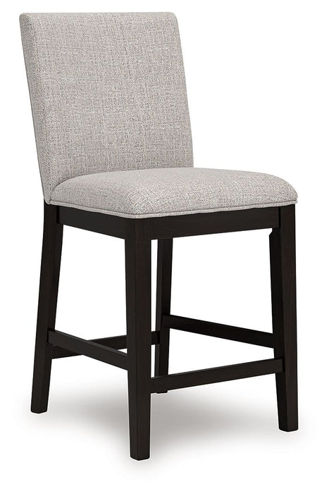 Neymorton - 5 Pc. - Rectangular Dining Room Counter Table, 4 Barstools - Dark Grayish Brown Signature Design by Ashley®