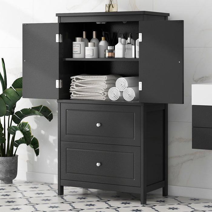 Bathroom Storage Cabinet With 2 Doors And Drawers, Adjustable Shelf Hearth and Haven