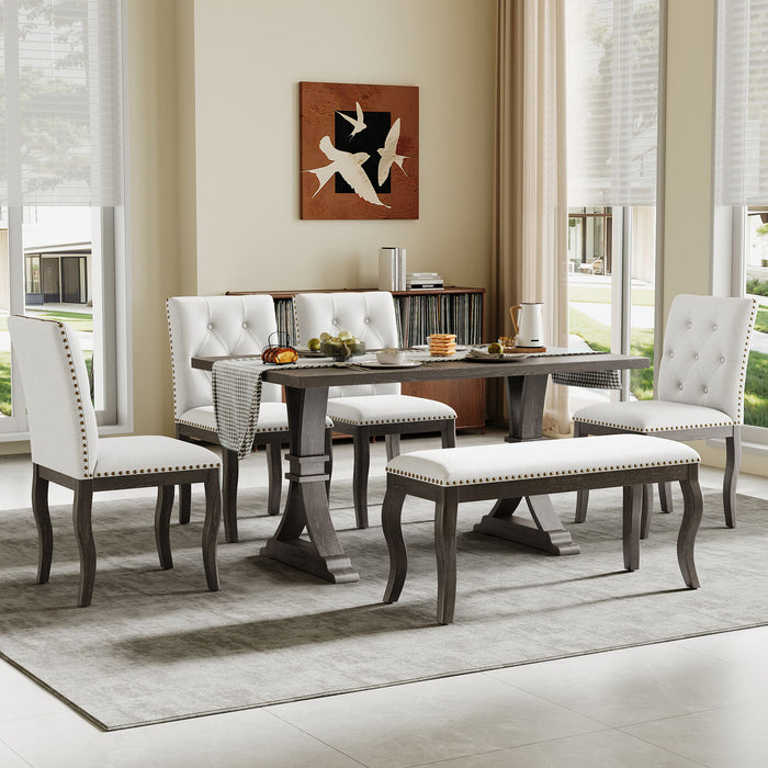 Dining Set With Bench, 6 Piece Hearth and Haven