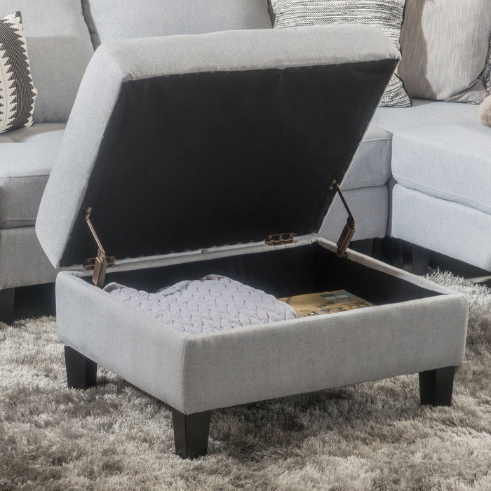 Storage Ottoman With Birch Wood Legs And Cushioned Top For Comfort
