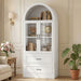 Arched Top Storage Cabinet With Fixed 2 Tier Shelves, 2 Large Drawers Noble House