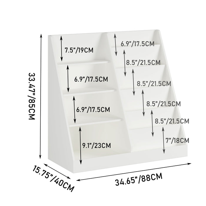 Bookshelf And Toy Storage Organizer, Multifunctional 4 Tier Bookcase With Toy Bin - White