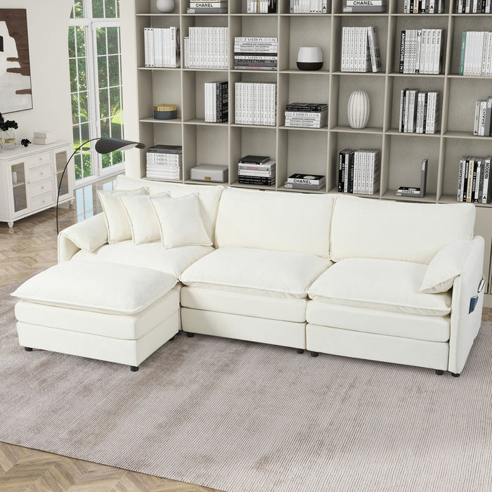 Modern Comfy Deep Seat Modular Sectional Sofa Cloud Couch With Ottoman