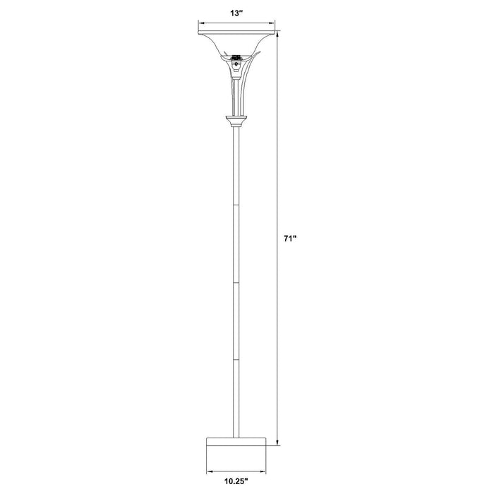 Jessa - Torchiere Floor Lamp With Soft Glass Shade - Silver Furniture Max