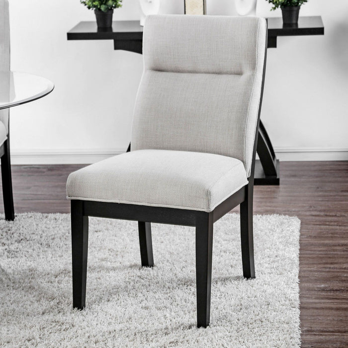 2 Tone Chairs With Tapered Legs (Set of 2) - Beige / Black / Black Home Essentials