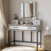 Vanity Desk With 3 Color Lighted Mirror And 4 Drawers Home Essentials
