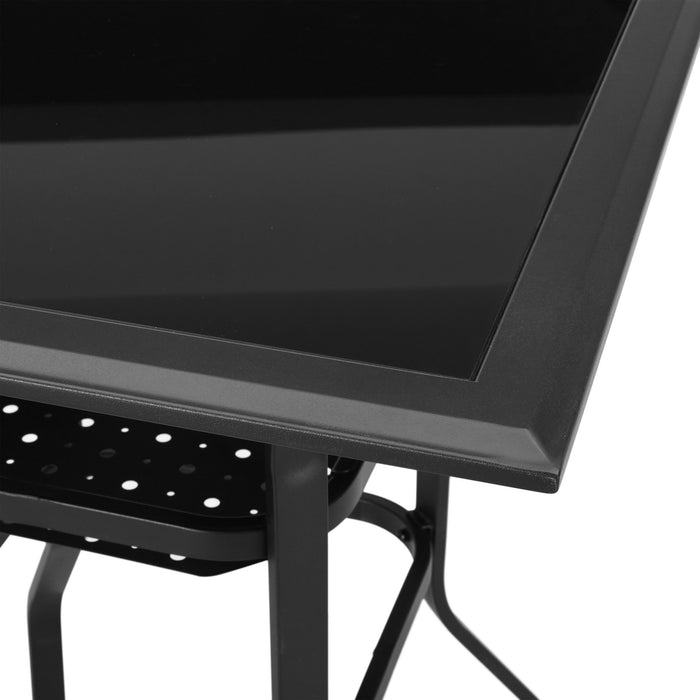 Square Glass Outdoor Bistro Table - Black