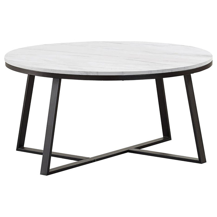 Melisa - 2 Piece Coffee And End Table Set - White Marble Furniture Max