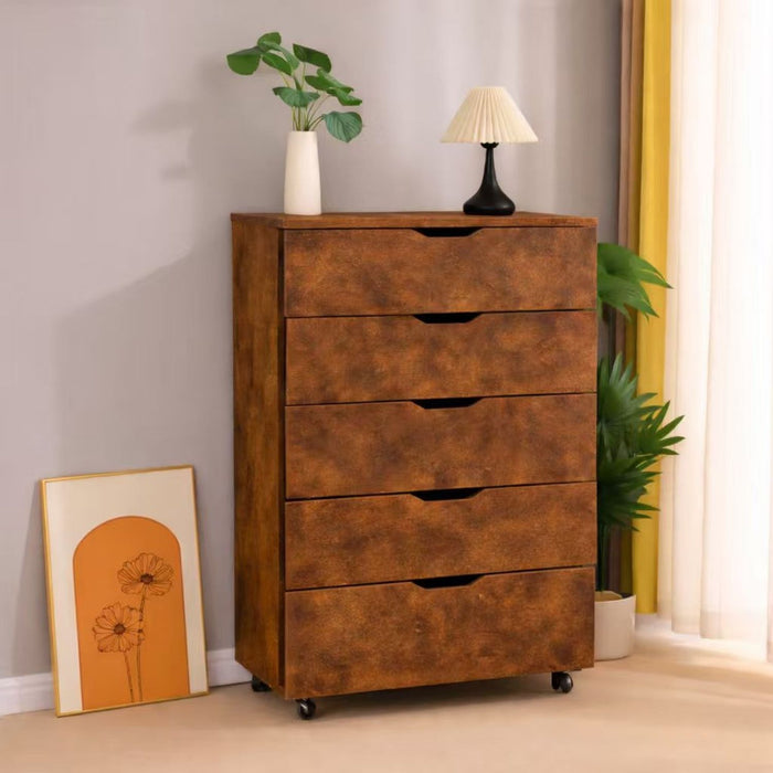 Modern 5 Drawer Dresser With Wheels Home Essentials