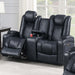 Power Reclining Loveseat With Adjustable Headrest, Storage, Cup Holders - Inky Blue Home Essentials