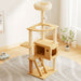 Modern Cat Tower, Wood Cat Tree Tower For Indoor Cats, Cat Tree With Sisal Covered Scratching Posts And Top Perch - Natural / White Daily Nest