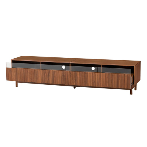 TV Stand, Entertainment Center With Fluted Drawers For Living Room - Walnut Hearth and Haven