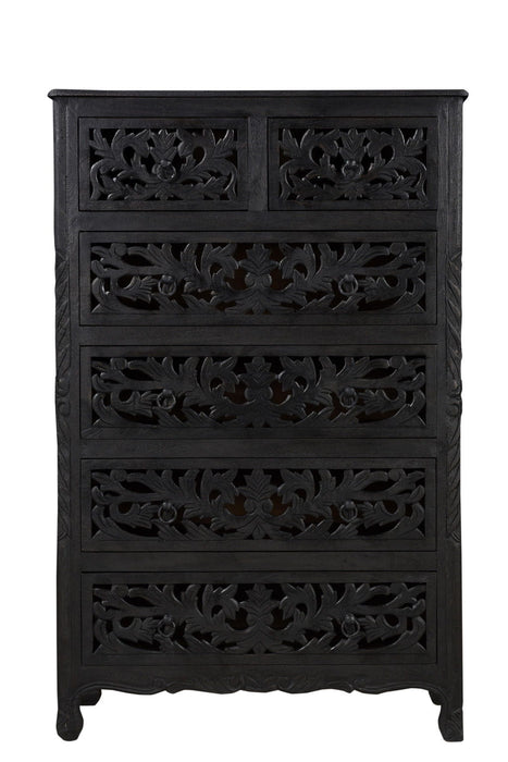 35" Solid Wood Six Drawer Chest - Black