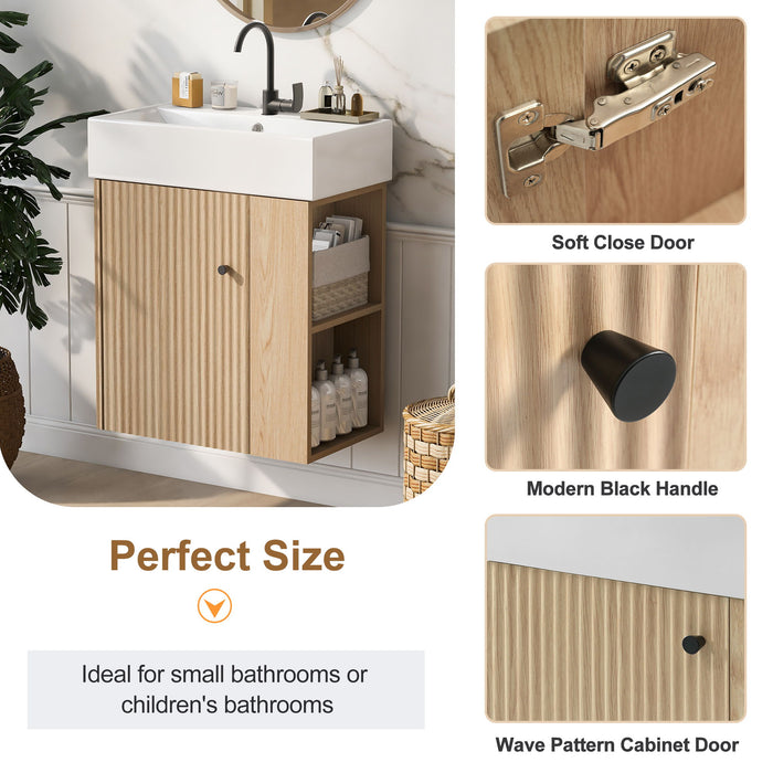 Modern Floating Bathroom Vanity With Ceramic Basin Perfect For Small Bathrooms Hearth and Haven