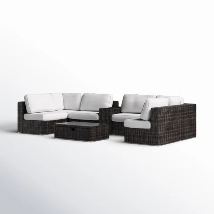 Elegant 4 Person Wicker Patio Seating Set With Cushions And Glass Top Table