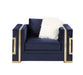 Virrux - Chair With 2 Pillows - Blue Velvet & Gold ACME