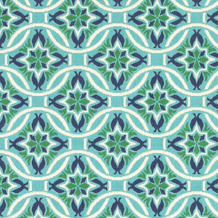 2' X 3' Geometric Stain Resistant Outdoor / Indoor Area Rug - Blue / Green