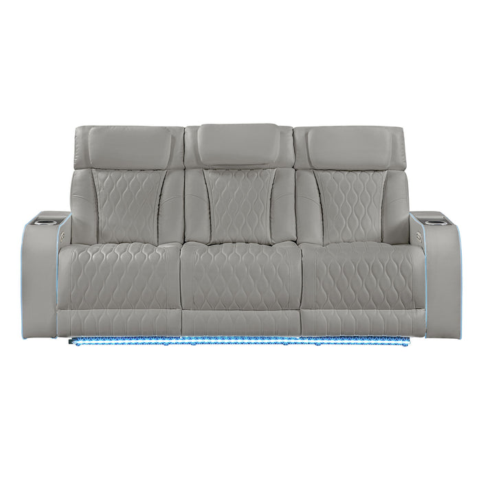 Electra - Power Reclining Sofa With Power Headrests, Drop Down Table, Reading Light, Massage, LED Lighting And USB Control Matrix Furniture Group