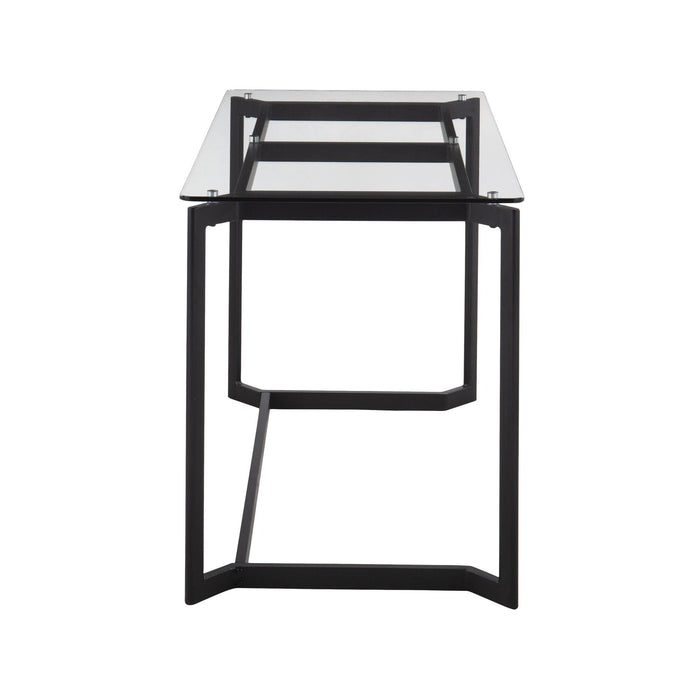 Masters Modern Office Desk In Black Steel With Clear Glass Top By Lumisource