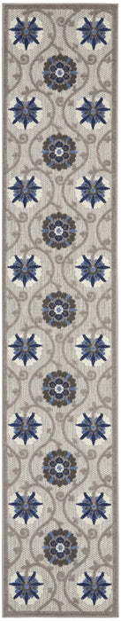 2’ X 12’ Indoor / Outdoor Runner Rug - Gray / Blue