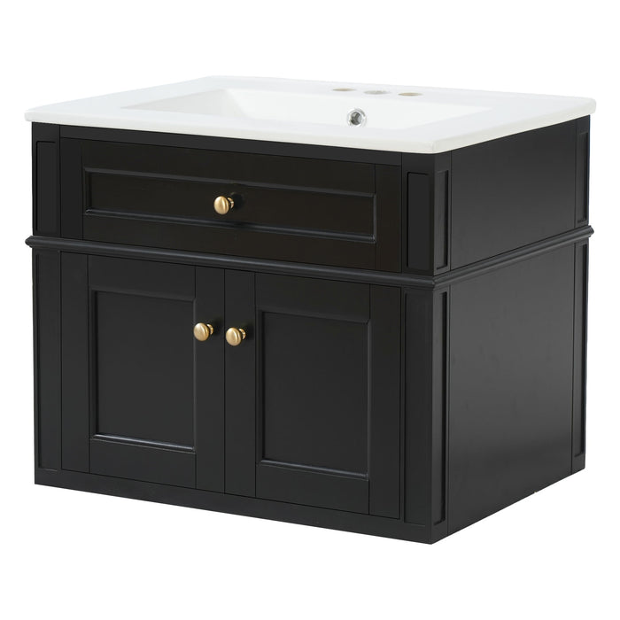 Wall Mounted Bathroom Vanity With Tip Out Drawer And Open Back Design Hearth and Haven