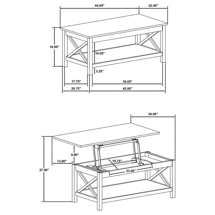 Slater - Lift Top Coffee Table With X Frame Design - White Furniture Max