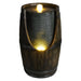 Rustic Barrel Water Fountain With LED Light Daily Nest