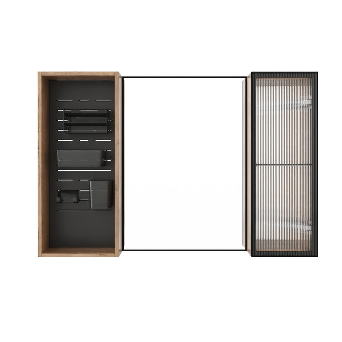 41.6" Wall Mounted Bathroom Cabinet With Adjustable Shelves Storage Cabinet - Imitative Oak Home Essentials