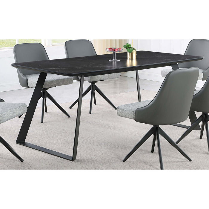 Smith - Rectangular Top Dining Table With 3 Drawers - Black Furniture Max