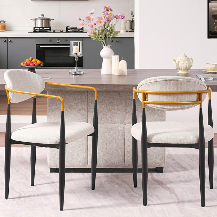 Modern Upholstered Dining Chair With Accented Armrests (Set of 2) Home Essentials