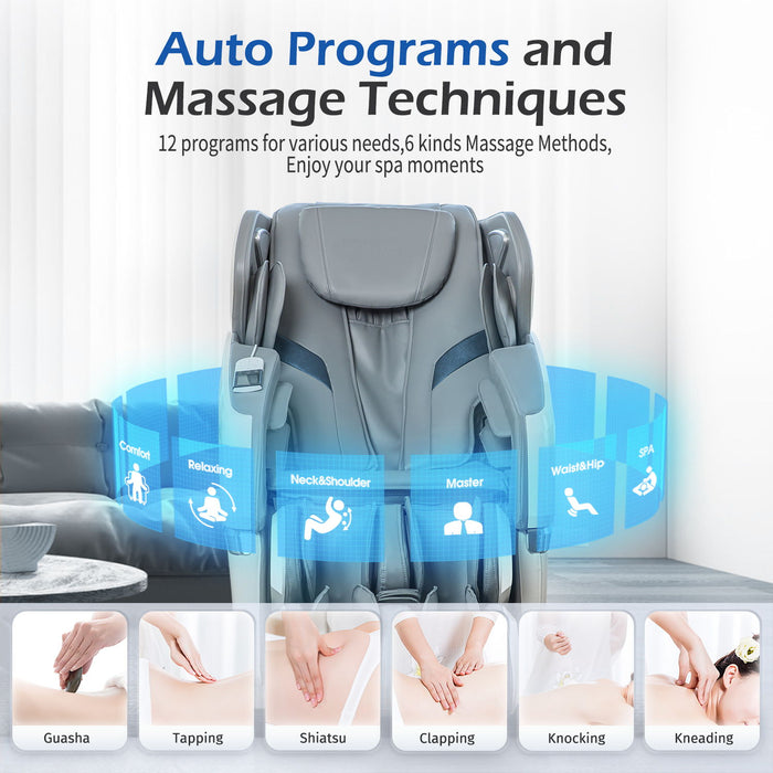 Bosscare - 2023 Brand New Update Gr8686 Massage Chairs With Ai Voice, App Control Sl Track Zero Gravity Full Body Massage Recliner - Gray Daily Nest