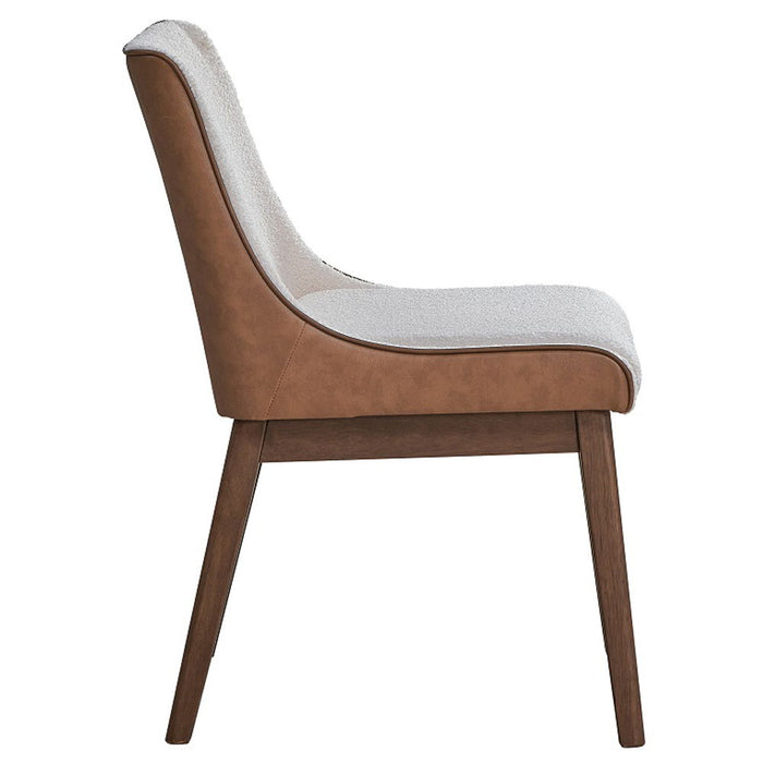 Ginny - Side Chair (Set of 2) - White Boucle, Brown Velvet & Walnut ACME