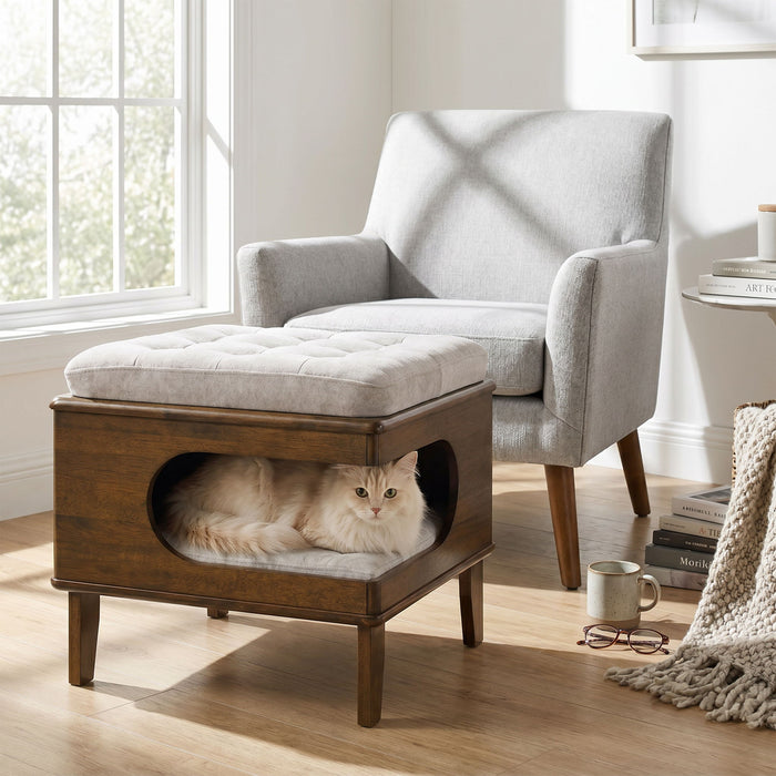 Letitia - Cat Bed Ottoman - Walnut Noble House