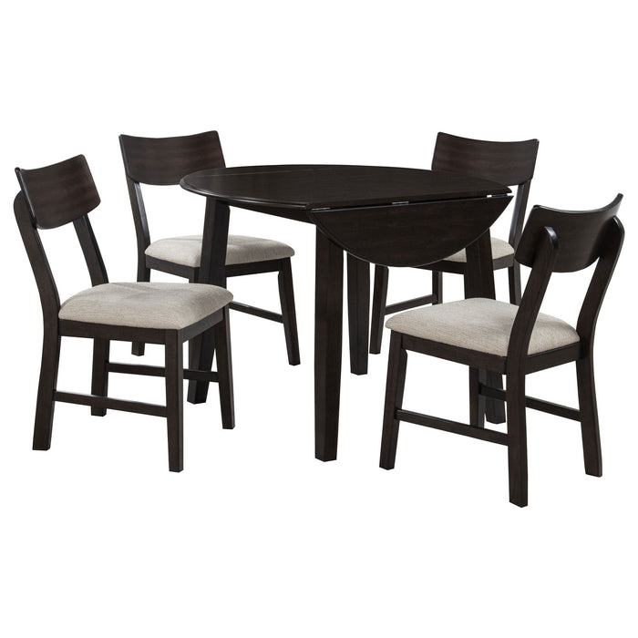 Jackie - 5 Piece Dining Set With Drop Leaf Table And Side Chairs - Dark Coffee Furniture Max