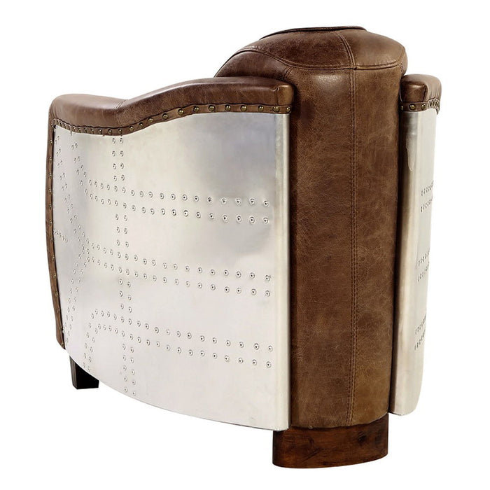 Brancaster - Chair - Retro Brown Top Grain Leather & Aluminum ACME