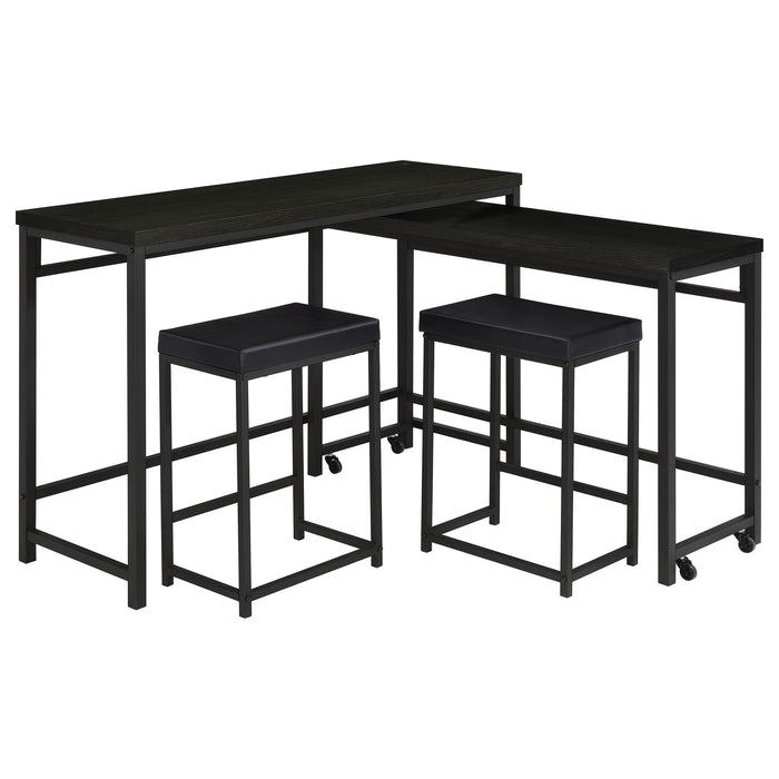 Klekner - 4 Piece Counter Height Table Set With Nesting Tables And Backless Stools - Charcoal Furniture Max
