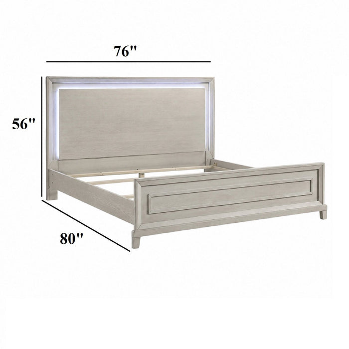 Elegant Style Bed With LED Lights On Headboard Home Essentials