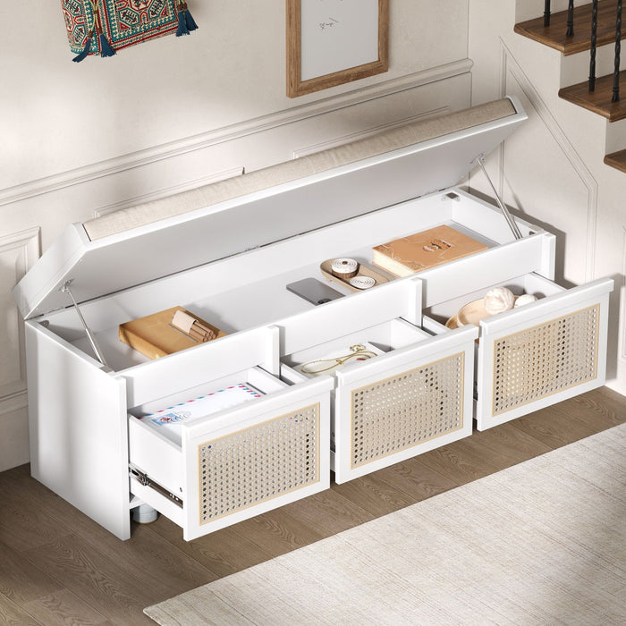 Entryway Shoe Bench With Drawers & Button Tufted Cushion Hearth and Haven