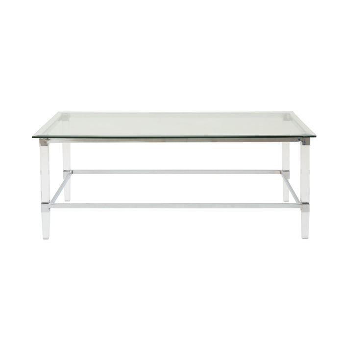 Ultra Modern Rectangle Coffee Table With Tempered Glass Surface - Clear