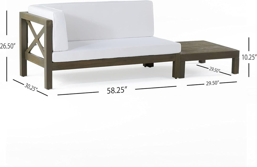Brava X - Back Corner Bench - L With Coffee Table, White